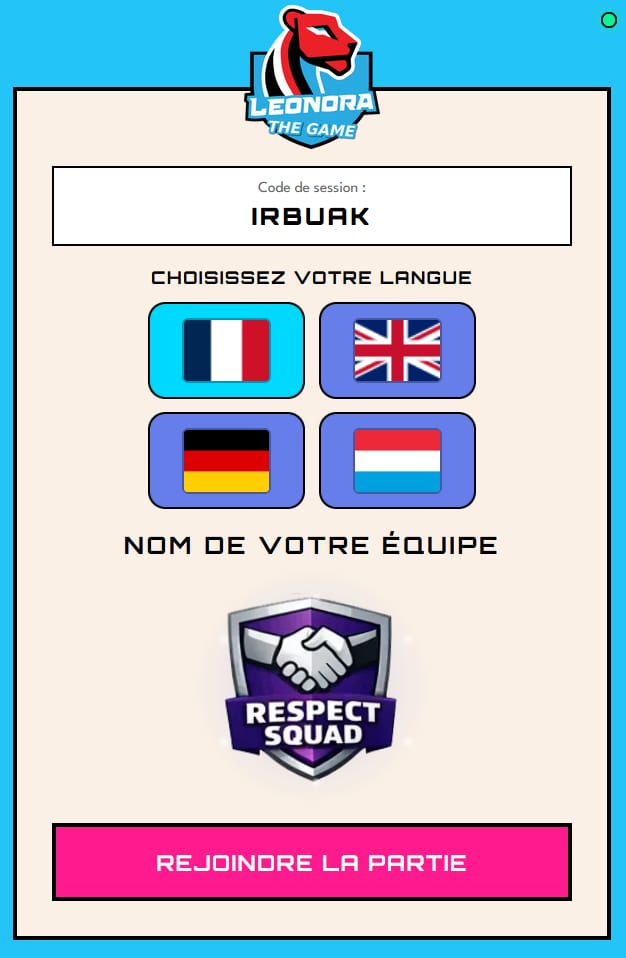 Language selection on player tablet